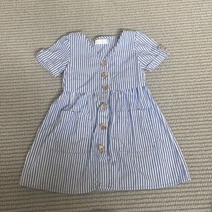 Zara girls size 6 blue and white striped dress